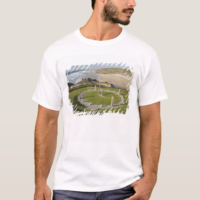 Camiseta Relógio de sol e Praia de Perran, Perranporth, Cor (Frente)