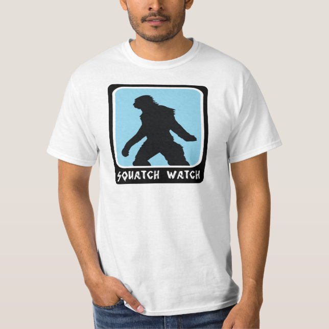 Camiseta Relógio de Squatch - caçador de Sasquatch BigFoot (Frente)