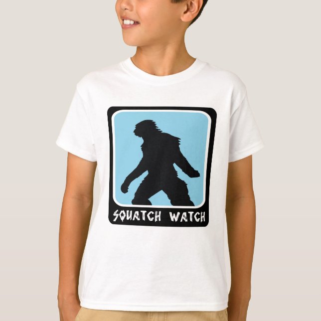 Camiseta Relógio de Squatch - caçador de Sasquatch BigFoot (Frente)