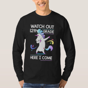 Camiseta Relógio de Unicórnio Fofo Cuidado 12ª Série Estou 