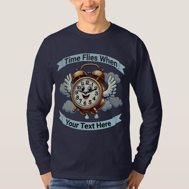 Camiseta Relógio de Voo Personalizável "Quando" (Frente)