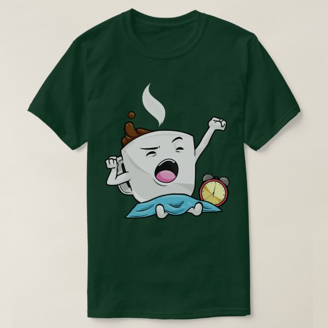 Camiseta Relógio despertador com xícara de café (Frente do Design)