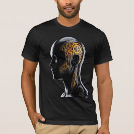 Camiseta Relógio Dourado Futurista Cyborg Neo Deco