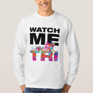 Camiseta Relógio Legal Olhe para Mim Corrida de Triatlo Col