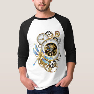 Camiseta Relógio Steampunk com Dragonfly Mecânica