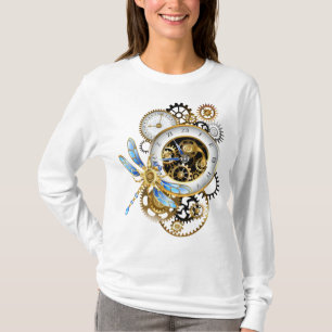 Camiseta Relógio Steampunk com Dragonfly Mecânica