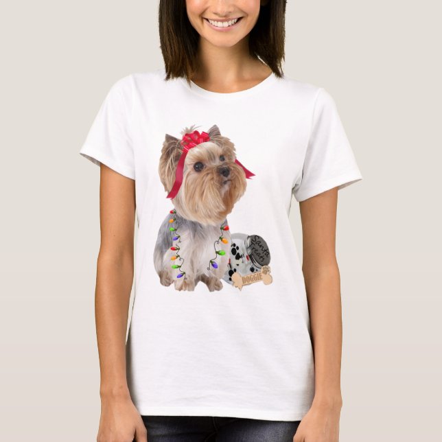Camiseta Relógios de Yorkie para o papai noel (Frente)