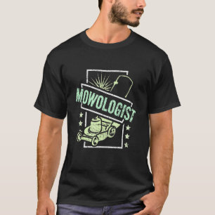Camiseta Remando com o Mowologista e cortando relva com rel