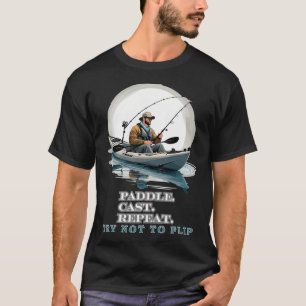 Camiseta Remar Lançar Repetir Tente não virar Caiaque Pesca