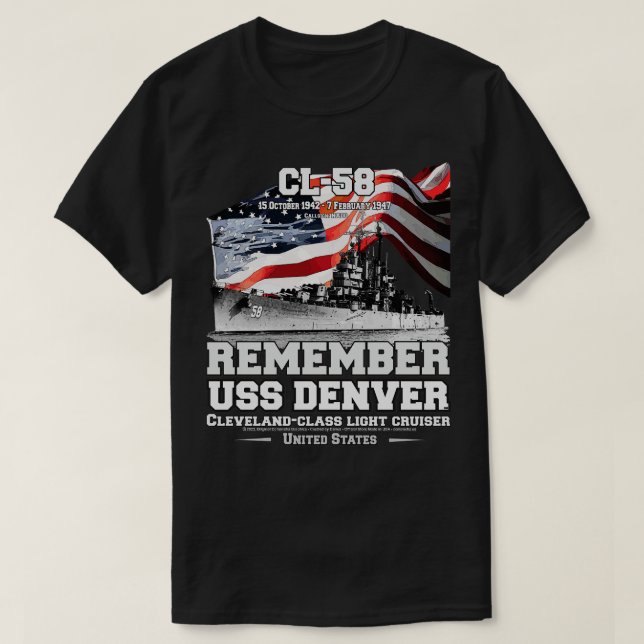 Camiseta REMEBER USA Denver CL58 Veteranos Mais Cruzadores  (Frente do Design)