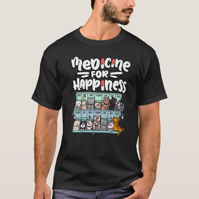 Camiseta remédio para caixa de comprimidos de felicidade an (Frente)