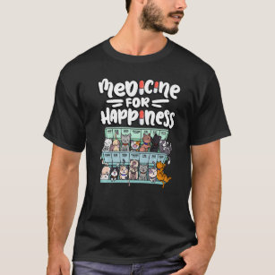 Camiseta remédio para felicidade pílula animais de raças ga