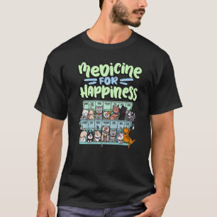 Camiseta remédio para felicidade pílula animais de raças ga