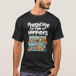 Camiseta remédio para felicidade pílula animais raças de cã