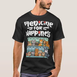 Camiseta remédio para felicidade pílula animais raças de cã
