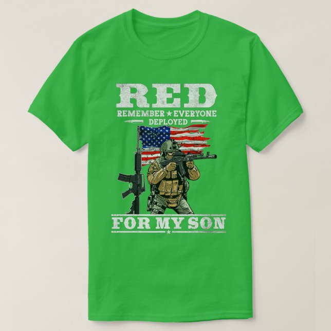 Camiseta Remember Everyone Veteran Deployed RED Friday (65) (Frente do Design)