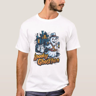 Camiseta Remendo de Fantasma Divertido de Halloween