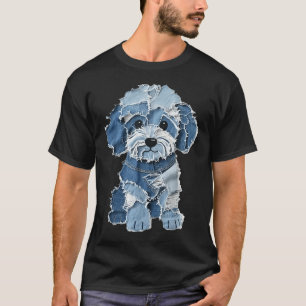 Camiseta Remendo de jeans engraçado retrô impressão de anim