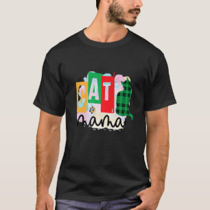 Camiseta Remendo de Patchwork Gráfico da Mamãe Gato