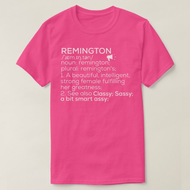 Camiseta Remington Name Remington Definition Remington Fema (Frente do Design)