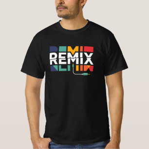 Camiseta Remix de Áudio Gráfico Geométrico Retro de Músic