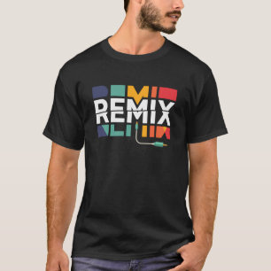 Camiseta Remix de Áudio Gráfico Geométrico Retro de Músic