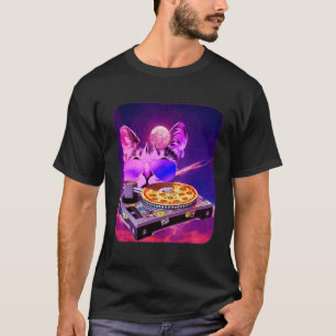 Camiseta Remix DJ PIZZA Remix do Cat Espacial para a galáxi