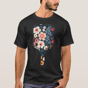 Camiseta Remo de Pickle Ball Flores Raquete de Pickleball
