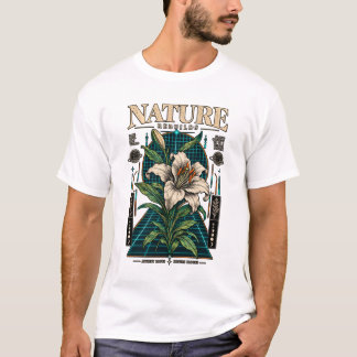 Camiseta Remonta à Natureza Botânica Cibernética Vintage