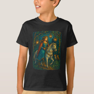 Camiseta Ren Faire Medieval Lady Horseback Andando Em Encha