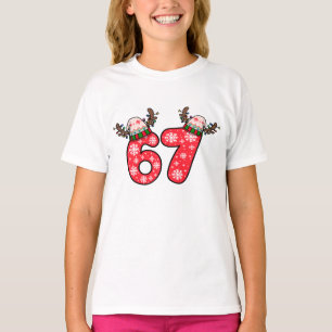 Camiseta Rena 6 7 Chapéu do Papai Noel Natal