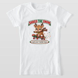 Camiseta Rena Bonita Desmontando Skate na Neve