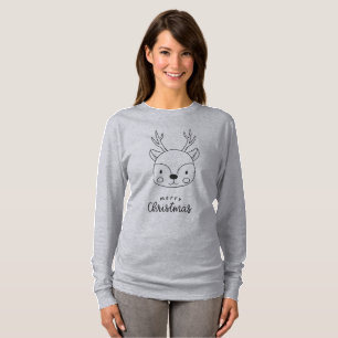 Camiseta Rena Bonita Linha de Arte Natal Feliz