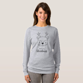 Camiseta Rena Bonita Linha de Arte Natal Feliz