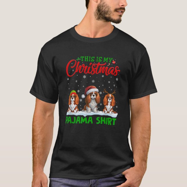 Camiseta Rena Cavalier King Charles Spaniel Cão Natal (Frente)