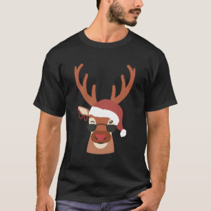 Camiseta Rena Com Óculos De Sol E Ladrões Para Crianças