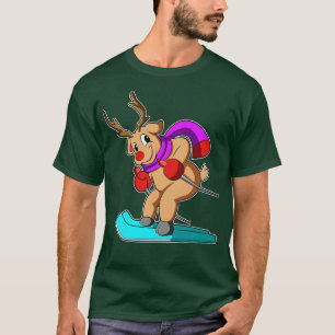 Camiseta Rena como Esquiador com Esquis