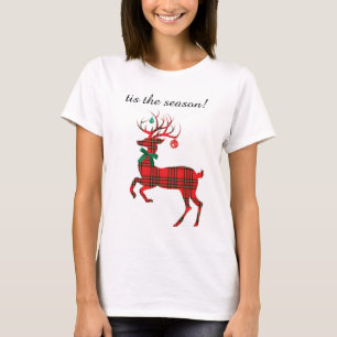 Camiseta Rena da xadrez do feriado, tis a estação!