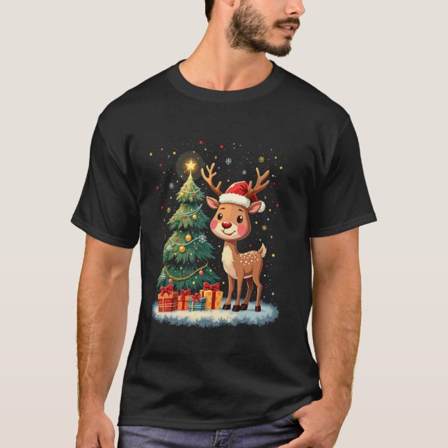 Camiseta rena de decoração de natal (Frente)