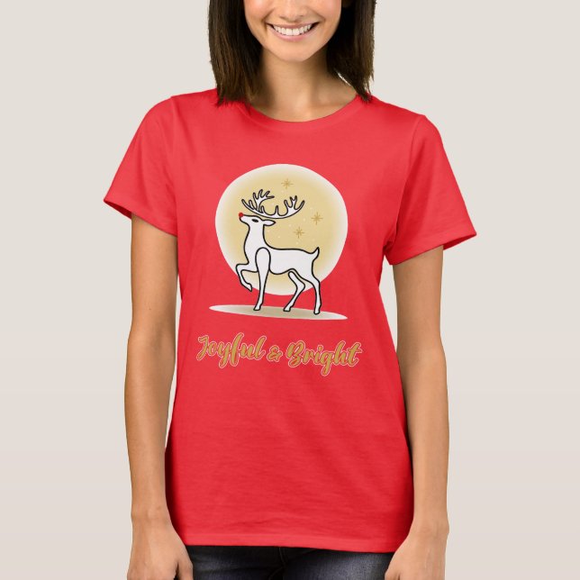 Camiseta Rena de Natal Alegre e Brilhante (Frente)