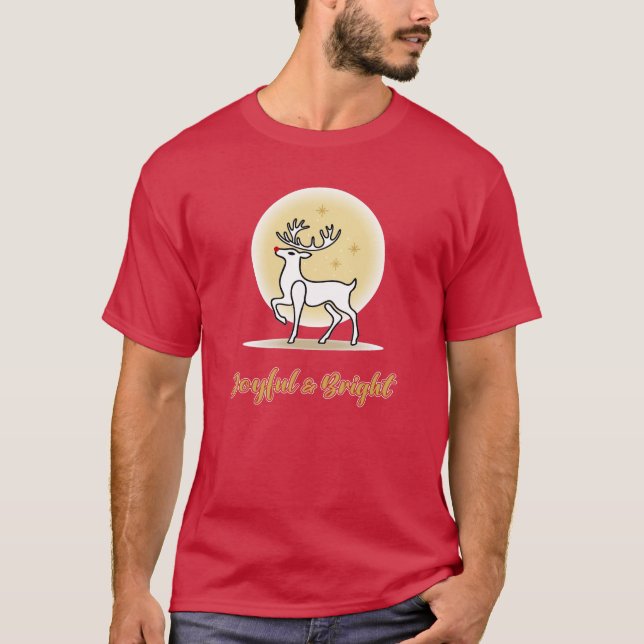 Camiseta Rena de Natal Alegre e Brilhante (Frente)