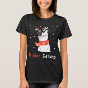 Camiseta Rena de Natal Bonita Gato Gatinho Fresco Xm