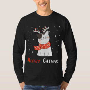 Camiseta Rena de Natal Bonita Gato Gatinho Fresco Xm