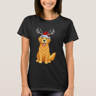 Camiseta Rena de Natal Chapéu de Papai Noel Retriever Golde