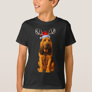 Camiseta Rena de Natal Chapéu do Papai Noel Festa Bloodhoun