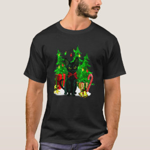 Camiseta Rena de Natal Chapéu do Papai Noel Gato Preto Luze