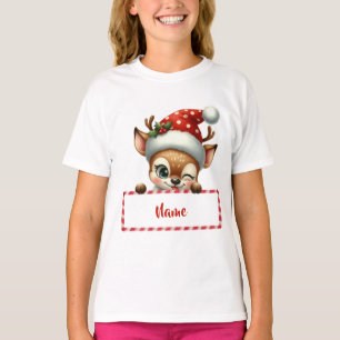 Camiseta Rena de Natal e Cana-de-Açúcar Personalizáveis