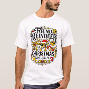 Camiseta Rena de Natal Encontrada no Verão de Julho na Prai