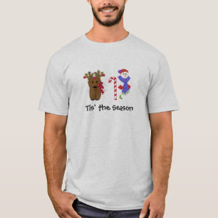 Camiseta Rena de Natal Fofa e Boneco de Neve