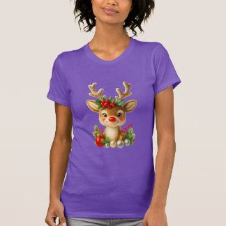 Camiseta Rena de Natal Fofa Ilustração 3D | Feriado